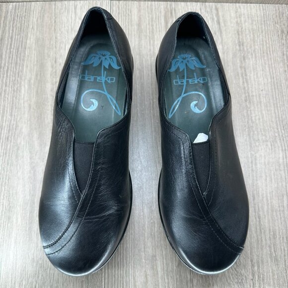 Dansko Arden Clog Shoes Women 37 Slip-on Round Toe Cushioned Leather Black - Picture 8 of 13